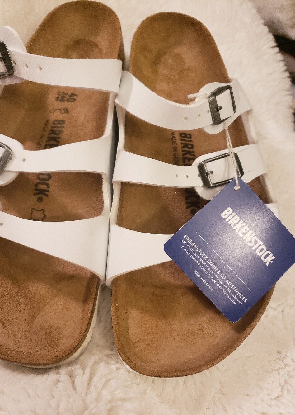 Birkenstock White Florida Triple-Strap Sandals